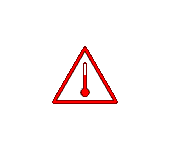 DP24 - Zahřívané zboží (rovnostranný trojúhelník, červený piktogram) 