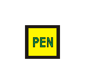 DT005 - PEN (žlutý podklad, zelený text, černý rámeček)