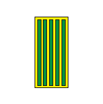 DT008a - Označení ochranných vodičů (žlutý podklad, zelené pruhy 1cm) 