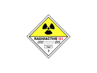 BZ07c - ADR č.7C - Radioaktivní látka v kusech kateg. III. (žlutý trojúhleník, černý tisk)