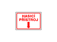POZ25 - Hasící přístroj (text se směrovou šipkou dolů)