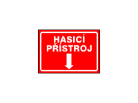 POZ25a - Hasící přístroj (text se směrovou šipkou dolů)