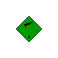 BZ02.2a - ADR č.2.2 - Nehořlavý nejedovatý plyn (zelený podklad, černý tisk)