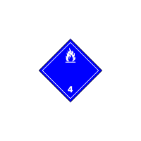 BZ04.3b - ADR č.4.3 - Nebezpečí vyvíjení hořlavého plynu při styku s vodou (modrý podklad, bílý tisk)
