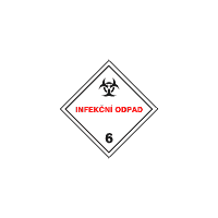 BZ06.2c - ADR č.6.2 - Infekční odpad - biologické riziko (bílý podklad, červený český text)