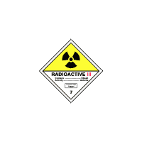 BZ07b - ADR č.7B - Radioaktivní látka v kusech kateg. II. (žlutý trojúhleník, černý tisk)