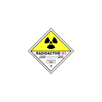 BZ07c - ADR č.7C - Radioaktivní látka v kusech kateg. III. (žlutý trojúhleník, černý tisk)
