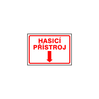 POZ25 - Hasící přístroj (text se směrovou šipkou dolů)