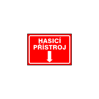POZ25a - Hasící přístroj (text se směrovou šipkou dolů)