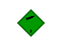 BZ02.2a - ADR č.2.2 - Nehořlavý nejedovatý plyn (zelený podklad, černý tisk) 