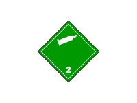 BZ02.2b - ADR č.2.2 - Nehořlavý nejedovatý plyn (zelený podklad, bílý tisk) 