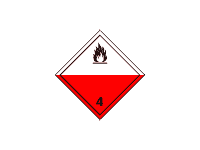 BZ04.2 - ADR č.4.2 - Samozápalné látky (červený trojúhelník, černý tisk) 