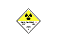 BZ07b - ADR č.7B - Radioaktivní látka v kusech kateg. II. (žlutý trojúhleník, černý tisk) 