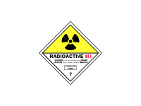 BZ07c - ADR č.7C - Radioaktivní látka v kusech kateg. III. (žlutý trojúhleník, černý tisk) 