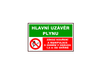 sdr.C - Hlavní uzávěr plynu / Zákaz kouření a manipulace s plamenem v okruhu 1,5m od skříně